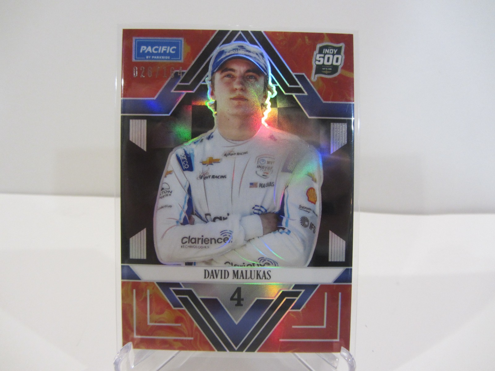 DAVID MALUKAS 2025 PARKSIDE PACIFIC INDY CAR  026/164 RED TRADING CARD INDY 500