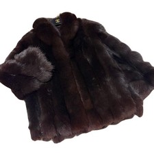 SAGA FOX ROYAL Real Fur Coat, Dyed, Gold Saga Smooth Soft Size 11 Brown
