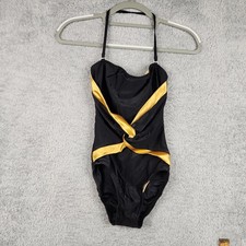 Vintage Oscar De La Renta Swimsuit Womens 8 Black Gold One Piece Bra USA 80s
