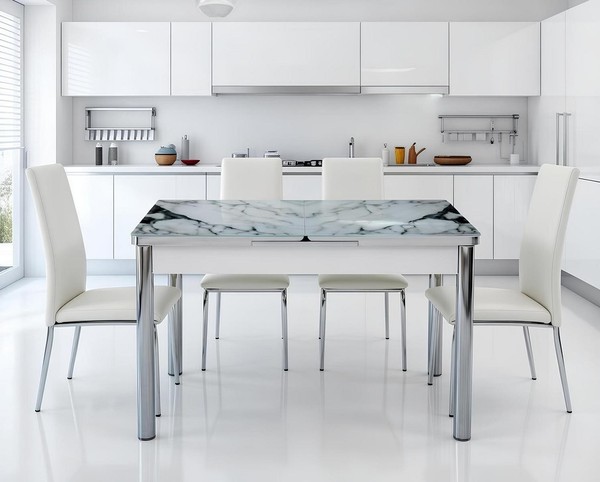 Esstisch Esszimmer Rechteckig Komfort Modern Luxus Weiß Grau Tisch-image