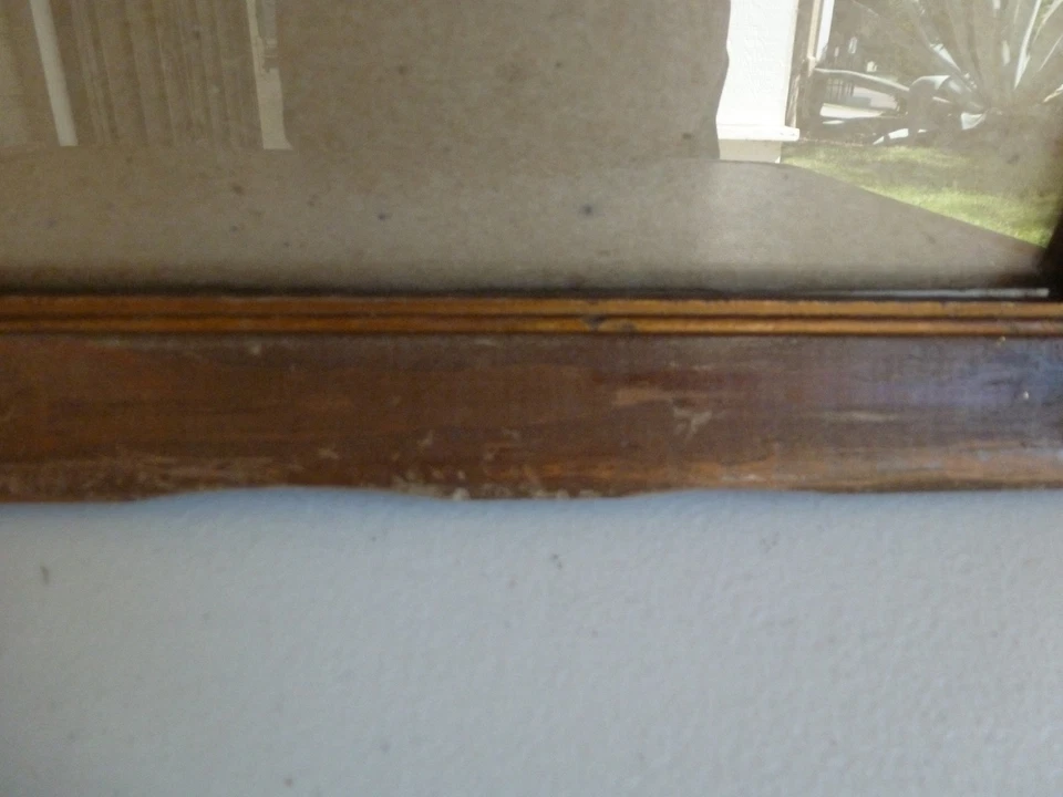 Marco de madera MCM vintage 13,5"x 16" marrón con respaldo frontal de cartón de vidrio Foto 2 de 4