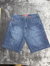 Vintage JNCO Jean Shorts Sz 40 Denim Y2K Baggy Jorts Tribal Tiger Skater Grunge