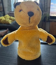 Vintage Sooty Yellow Plush Bear Hand Puppet with Black Ears & Paw Pads