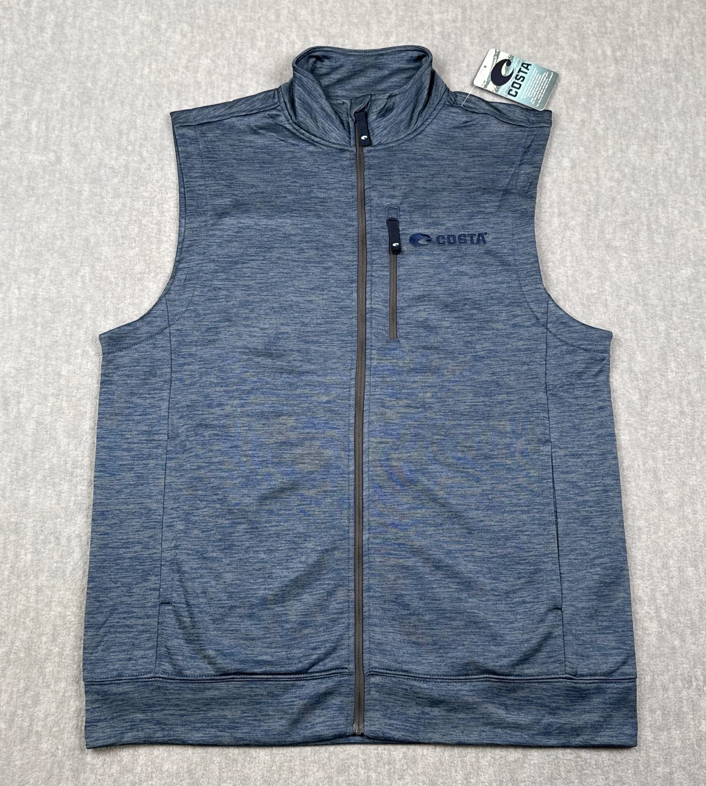 Costa Vest Mens Large Navy Blue Heather Harbor Full Zip Lightweight Outdoor