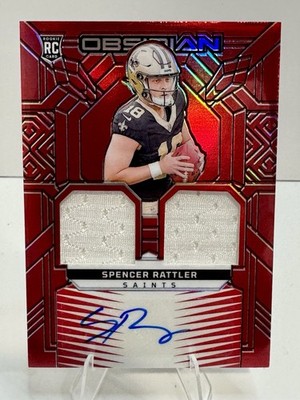 Spencer Rattler 2024 Obsidian Rookie Materials Ink Red Auto Jersey /75 RPA RC