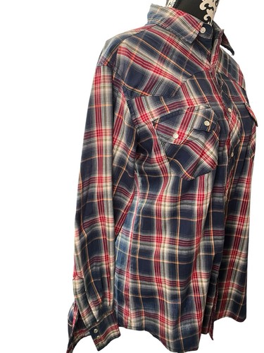 Vintage Wrangler Plaid Pearl Snap Shirt Mens Size Medium Colorful Cowboy Western - Picture 5 of 6