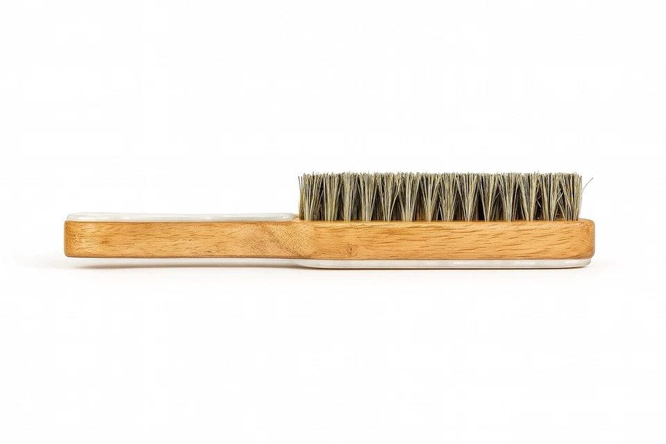 🤍 Pearl White Mini boar Bristles Hair Brush– Elegant Detangling for Daily Use - Image 3 of 3