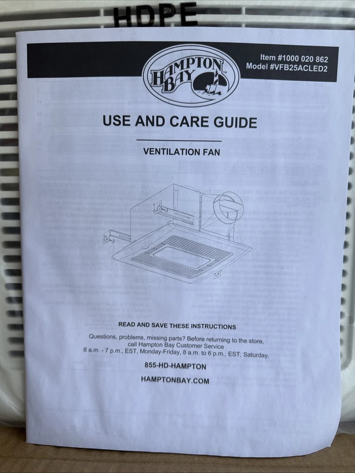 Hampton Bay Ultra Silencioso, Ventilador de Ventilación Luz LED, Acabado Blanco #1000 020 862�� Foto 4 de 4