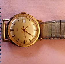 Timex men's dress watch gold face twistoflex  band  Working watch with date