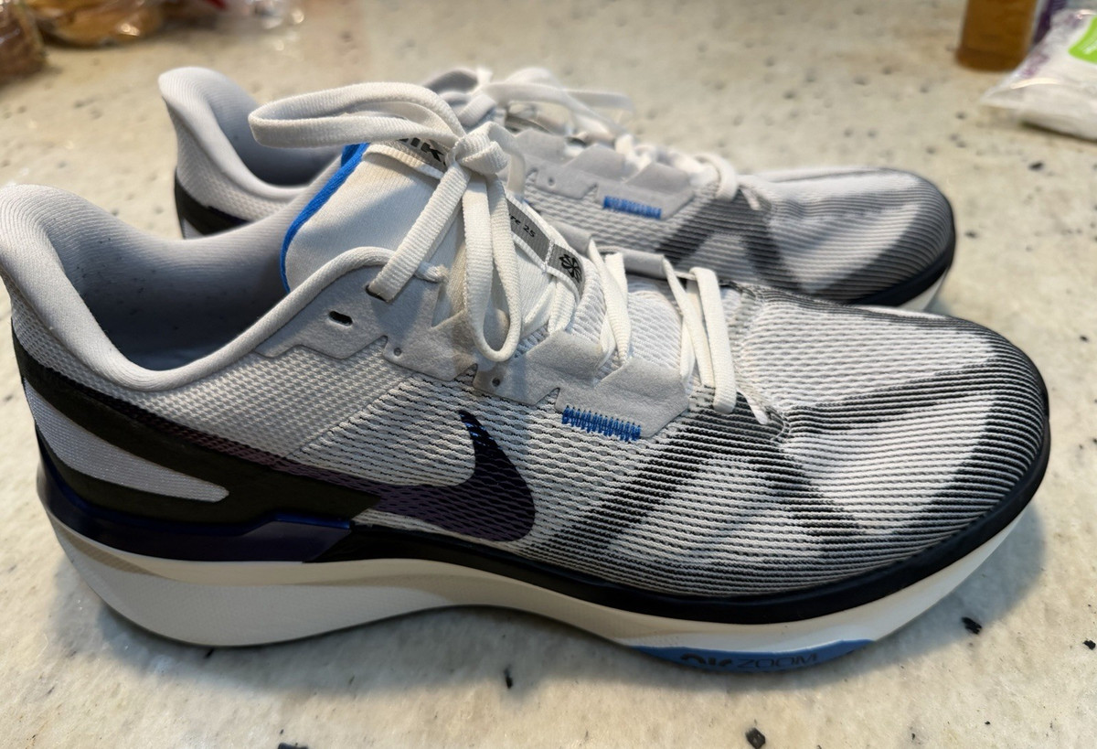 Nike Air Zoom Structure 25 White Black Photo Blue HV5222-100 Men's