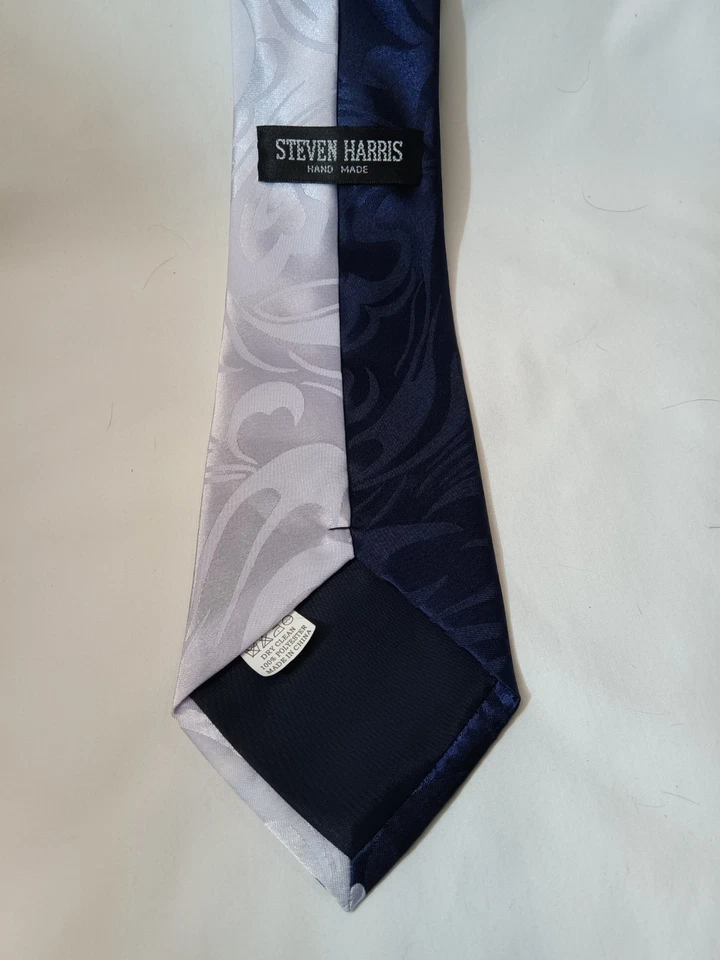 Freemason Masonic "G" Necktie by Steven Harris. Navy, White, Gray, Gold, Yellow - Image 3 of 4
