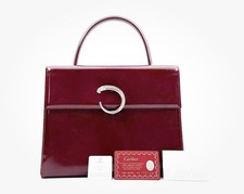 Cartier Panthere Hand Bag Bordeaux Red Leather Authentic