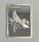 1976 Hamilton Mint Birds of America Cardinal Silver Art Bar In Capsule