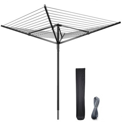 4-Arm Umbrella Clothes Drying Rack, 164 FT Rotary Outdoor Clothesline, Height...