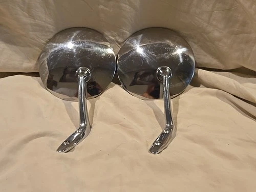 Vintage Mazda JDM Mirrors Pair 1950s–60s “hm” Logo Chrome Round Classic Japan