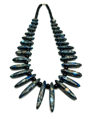Graduated Spiky Jasper Bib Statement Necklace