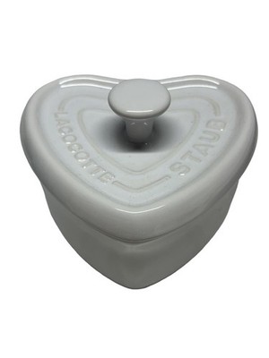 STAUB Stoneware Mini HEART Shape White Lidded Cocotte Ramekin Casserole NEW
