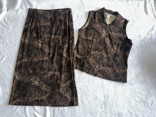 VTG 90s Leopard Print Skirt Tank Set Womens Size 12 Mob Wife Y2K Retro Office