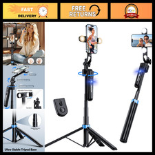 70'' Auto Face Tracking Tripod with 360 Rotation, Fill Light Selfie Stick for