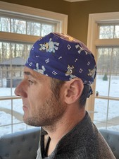 BLUEY dark blue dog skull scrub surgical OR hat surgery cap mens