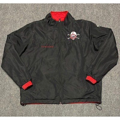 Franchise Club Nebraska Cornhuskers Reversible Jacket Mens Large Black Red Zip