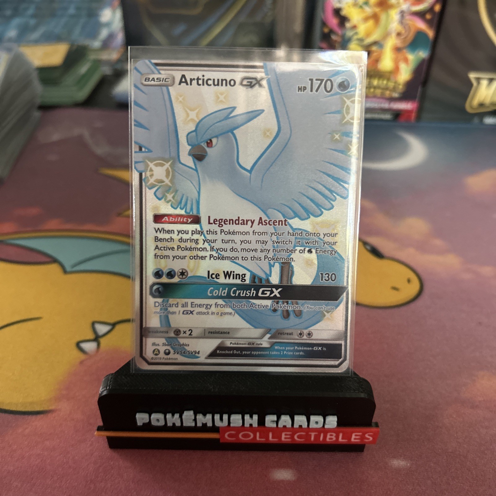 Articuno GX - SV54/SV94 - Pokemon Hidden Fates Sun & Moon Shiny Rare Card NM