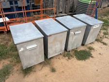 Lot of 4 Wilder Commercial Bakery Galvanized Ingredient Bins Containers Casters