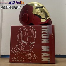 AUTOKING Iron Man MK5 1:1 Helmet Wearable Voice-control Golden Mask Cosplay NEW