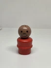Vintage Fisher Price little people red all wood African American boy black hair
