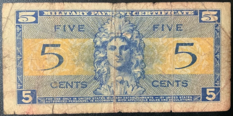1954-1958 USA-MILITARY PAYMENT PAPER MONEY - 5 CENTS SERIES 521 NOTE! - Image 2 of 2