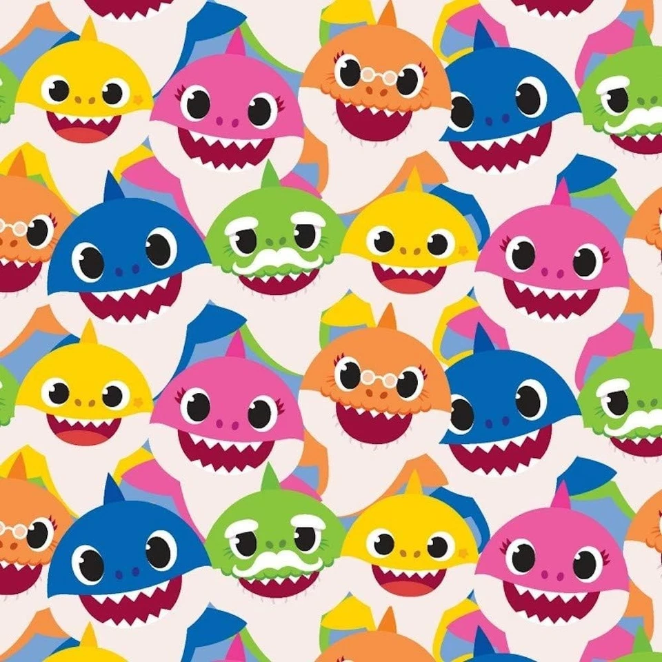 BTY Nickelodeon Baby Shark Family Packed White Cotton Fabric By The Yard 73757 - Image 2 of 3