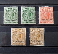 A4454  Falkland Islands King George V group of 1918 War Stamps Hinged Mint