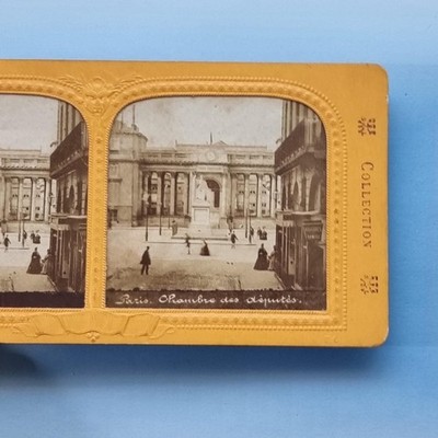 Paris Stereoview um 1860 Echtfoto Frankreich Abgeordnetenkammer Taschentuchart