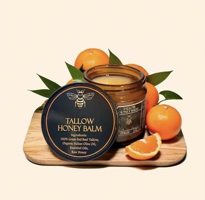 Organic Grass-Fed Beef Tallow Honey Balm Citrus Scented USA SELLER FREE SHIPPING