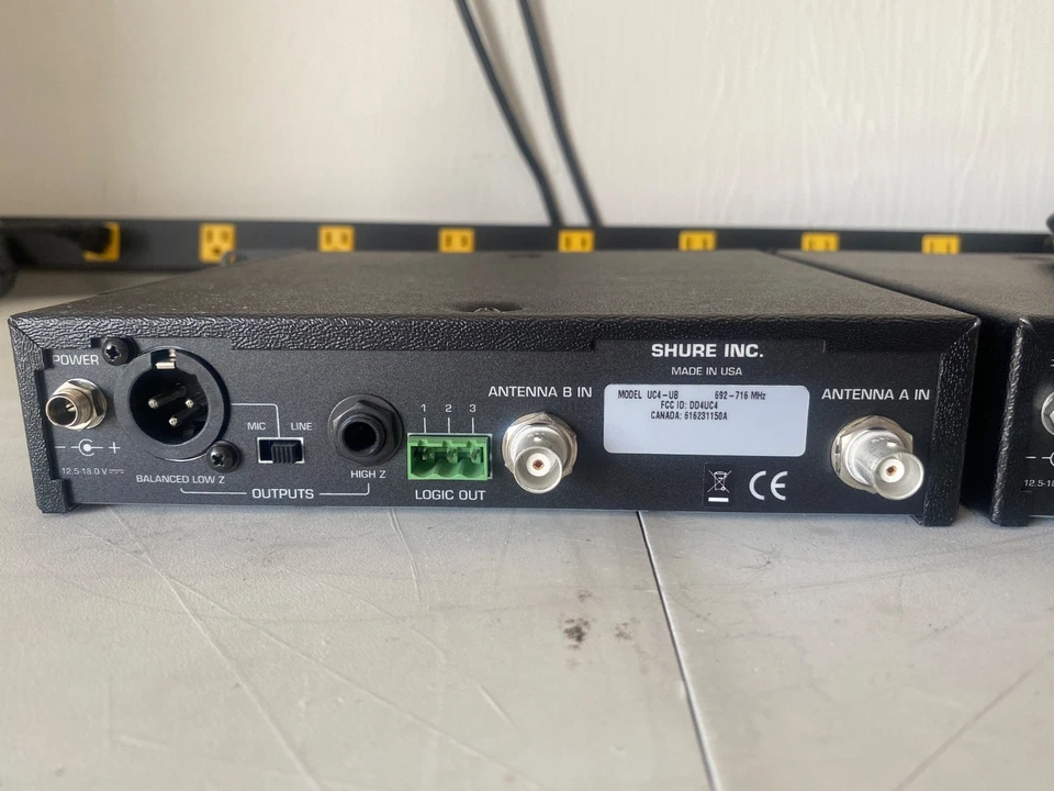 2 Shure UC4-UB Microphone Receiver 692-716MHz w/Rack Mount & Cables - Image 3 of 4