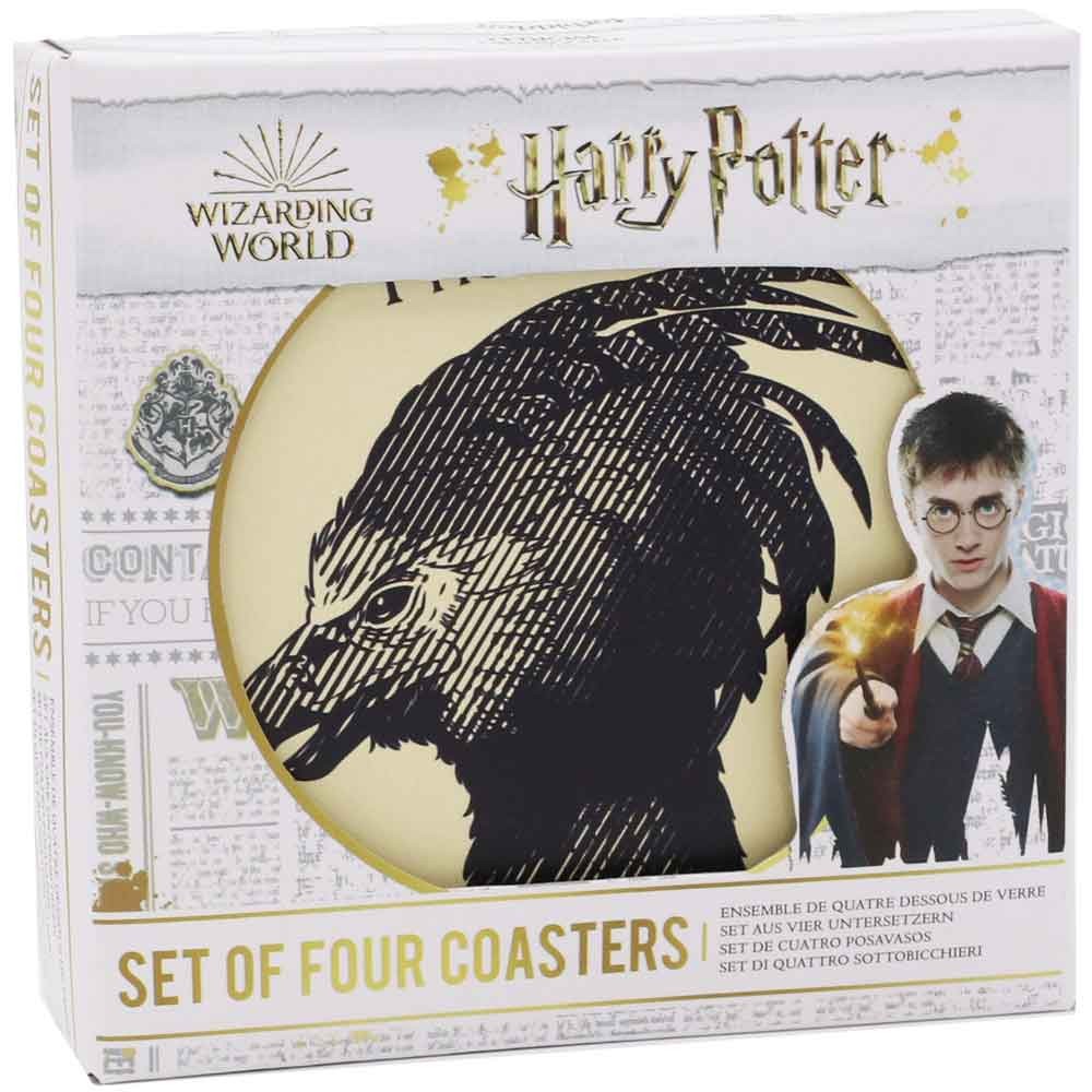 Harry Potter Coasters Magical Creatures Ceramic Round Cork Backed Set of 4 Boxed