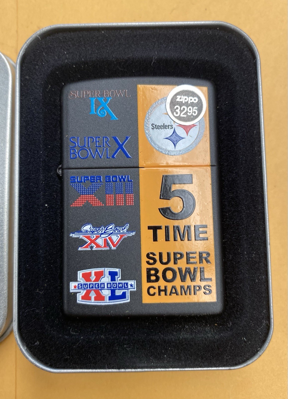 ZIPPO PITTSBURGH STEELERS 5 TIME SUPER BOWL CHAMPS  LIGHTER