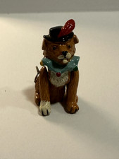 Vintage Articulated -Elegant Brown Dog with Ruffle And Feathered Hat.
