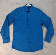 Kenneth Cole Men's Slim Fit Blue Button Up Shirt Medium 34/35 15 1/2
