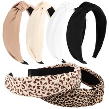 6 PCS Headbands Women Knotted Black Leopard Print Fashion Accessories Decor