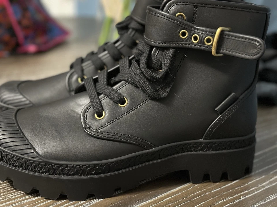 NIB Women's COACH Trooper Leather Mid Top Combat Boots With Buckle Size 9.5 - Image 2 of 4