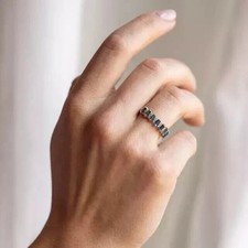 2Ct Lab Created London Blue Topaz Half Eternity Ring 14K Rose Gold Plated Ring