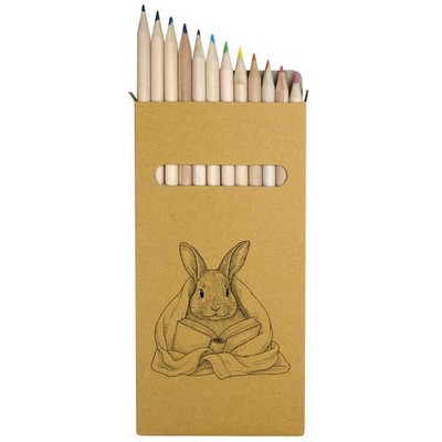 12 x 'Cozy Reading Bunny' lang 178 mm Buntstifte / Bleistift Set (PE00091681)