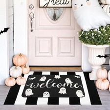 Halloween Door Mat Set, Ghost Welcome Rug with 35.4"L x 23.6"W, Set