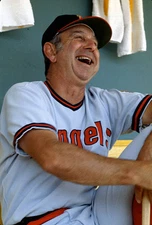 Manager Dave Garcia California Angels looks on laughing from the d- Old Photo