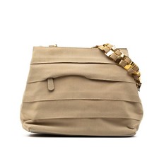 Salvatore Ferragamo Viola Tiered Shoulder Bag Canvas Leather Beige Women Used