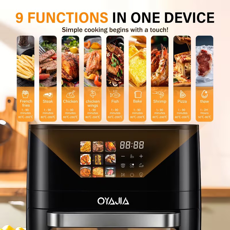 Friggitrice ad Aria Calda 15 L Airfryer Friggitrice 10 Programmi Spiedini Girevoli e Sparare foto 3