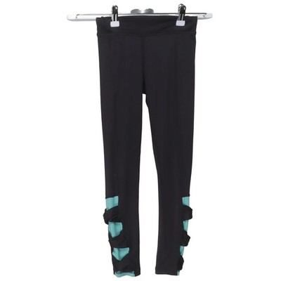 Lindex Kids, Sportleggings, Größe: 128, Schwarz/Türkis, Elasthan/Polyester #Gff