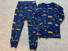 Boys 48 Hanna Andersson Xmas Tree Trucks Long John Pajamas 100 cm US 4