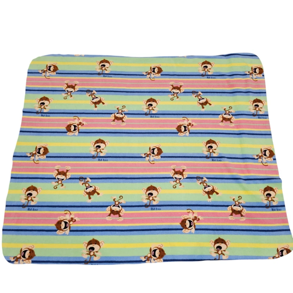 Cobertor de lã listrado vintage Y2K limitado muito macaco 50 X 60 arco-íris macio - Imagem 2 de 4